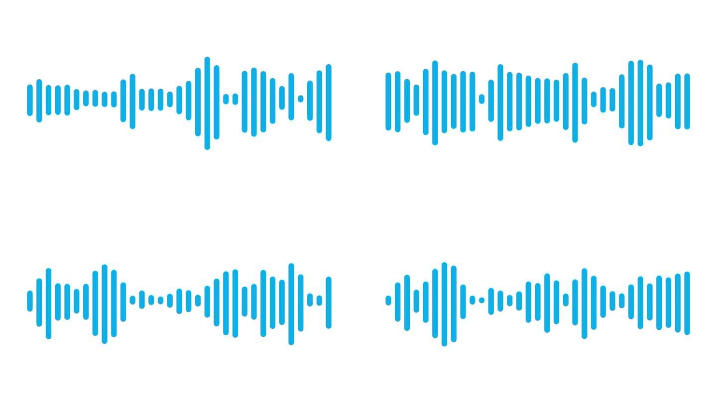 白色背景上的浅蓝色声波动画
