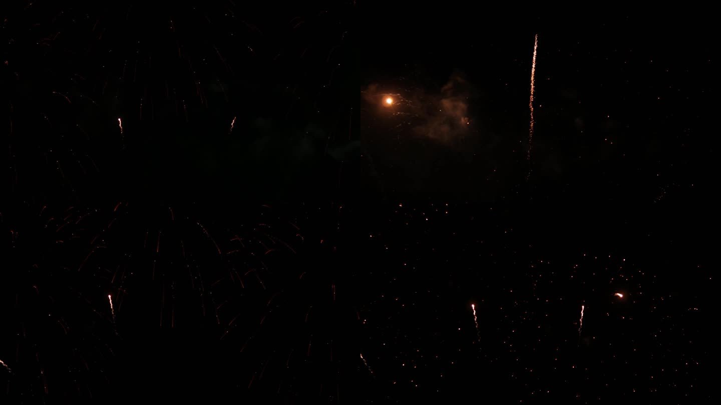 发光的烟花爆炸了。芭堤雅的海上夜空庆典。