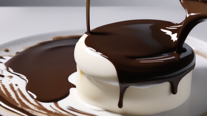 【慢镜特写】巧克力雪糕蛋糕冰淇淋