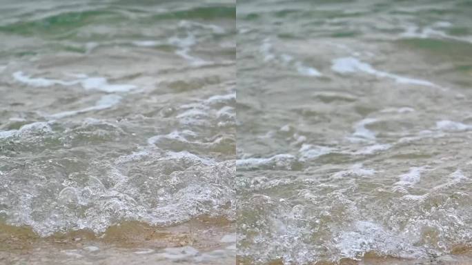 大海浪花海浪冲刷沙滩竖屏升格