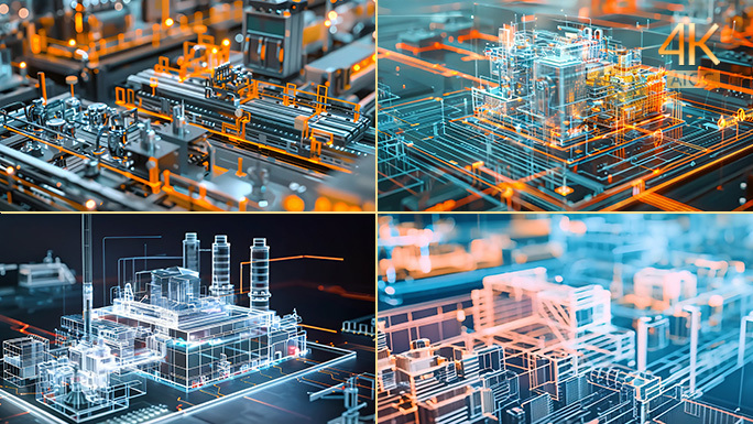 全息高端工厂动画 重工业 电力化工厂房