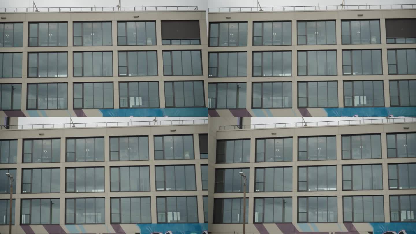 卡尔斯鲁厄玻璃办公楼的平移镜头