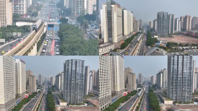 重庆轻轨交通穿行在城市 3号线