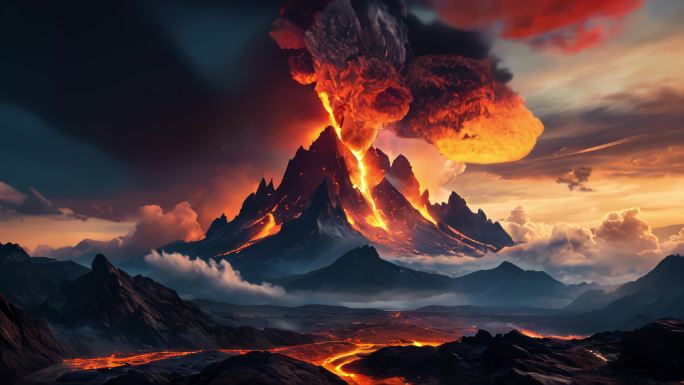 火山火山爆发火山喷发岩浆空间画卷背景合集