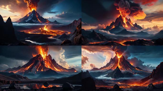 火山火山爆发火山喷发岩浆空间画卷背景合集