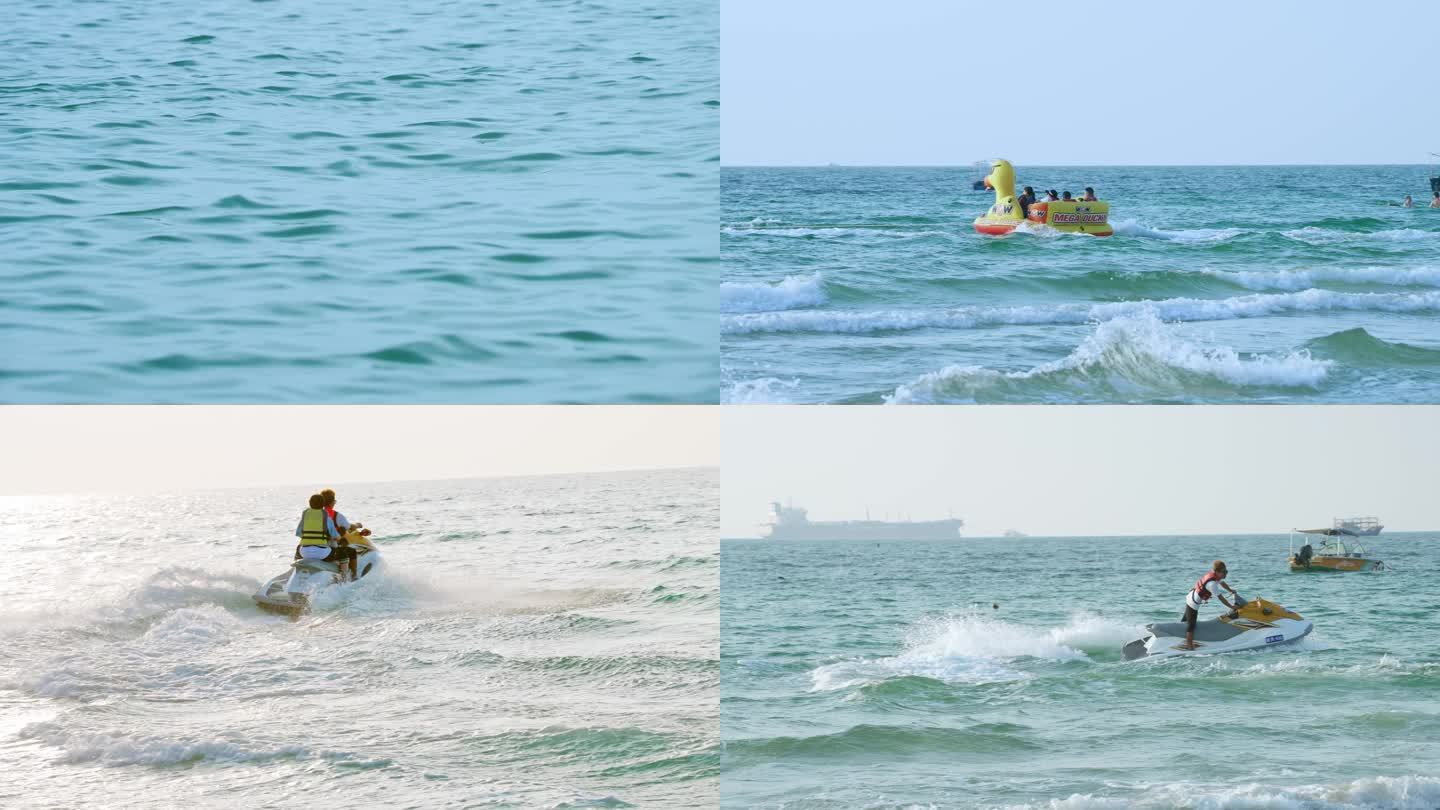 海边风景人文、海浪 海水 海边玩耍 冲浪