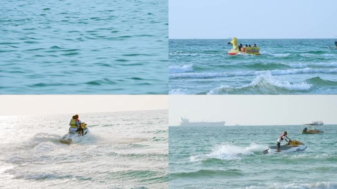 海边风景人文、海浪 海水 海边玩耍 冲浪