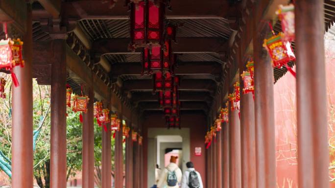 雨天杭州西湖钱王祠景色