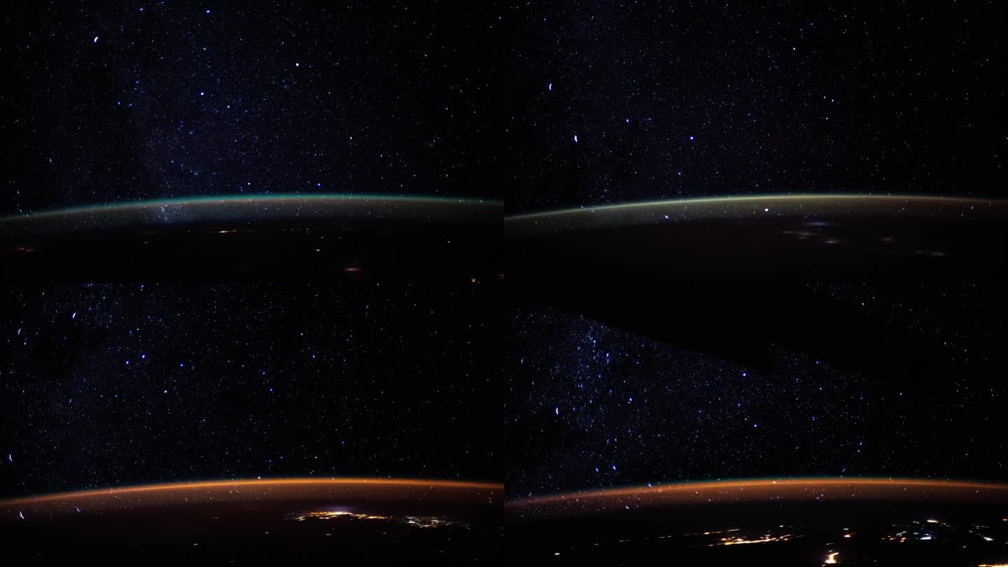 从国际空间站看到的地球辉光和星星