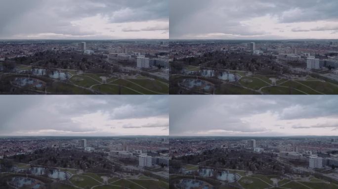 无人机拍摄的卡尔斯鲁厄城市景观