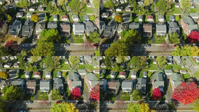 右图:无人机拍摄的蒙哥马利县俄亥俄州小城的房屋