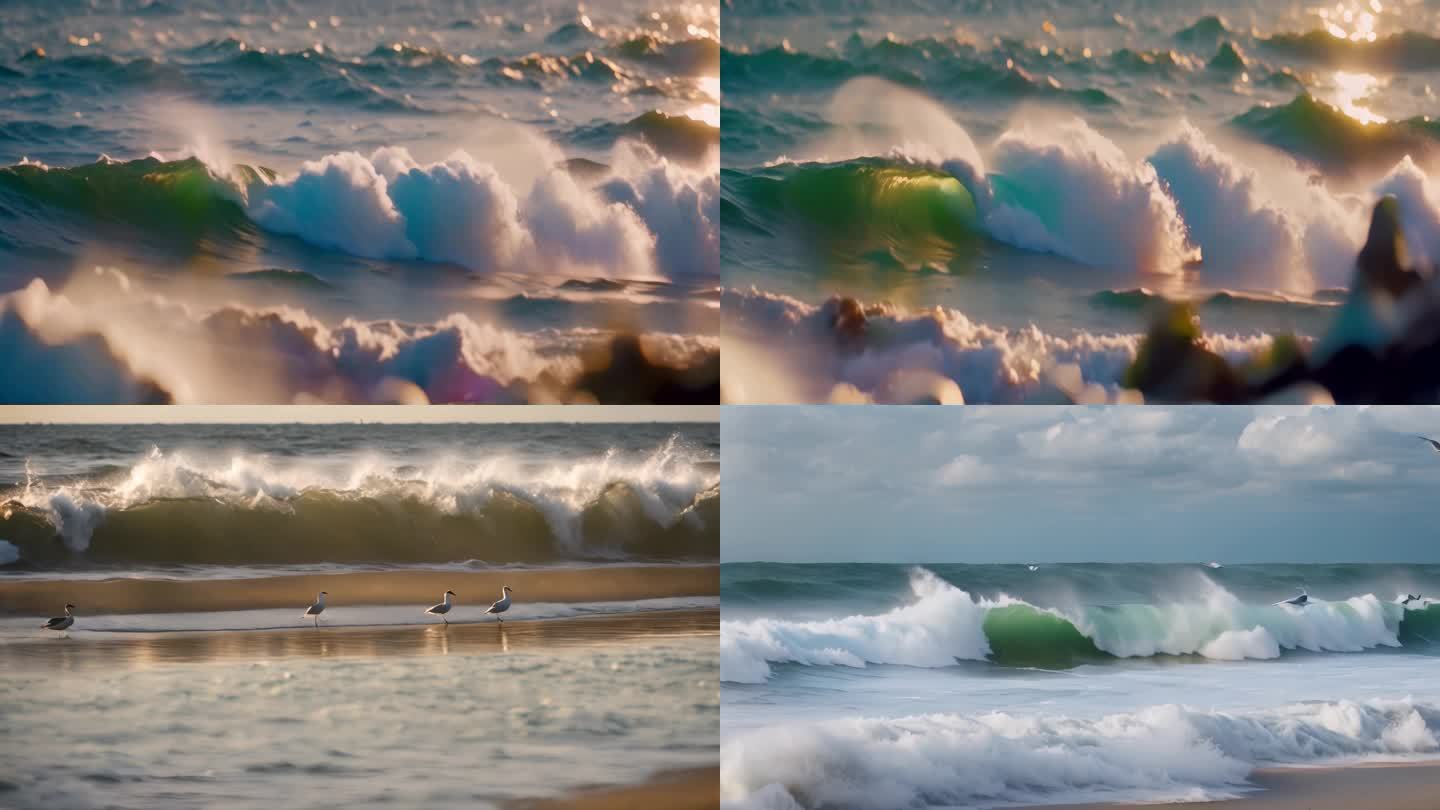 唯美电影感海浪慢镜头