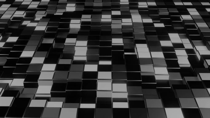 立方体的抽象背景。Vj循环块移动。矩形的表面。三维动画无缝循环的现场音乐会音乐视频。黑色和白色的方格