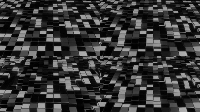 立方体的抽象背景。Vj循环块移动。矩形的表面。三维动画无缝循环的现场音乐会音乐视频。黑色和白色的方格
