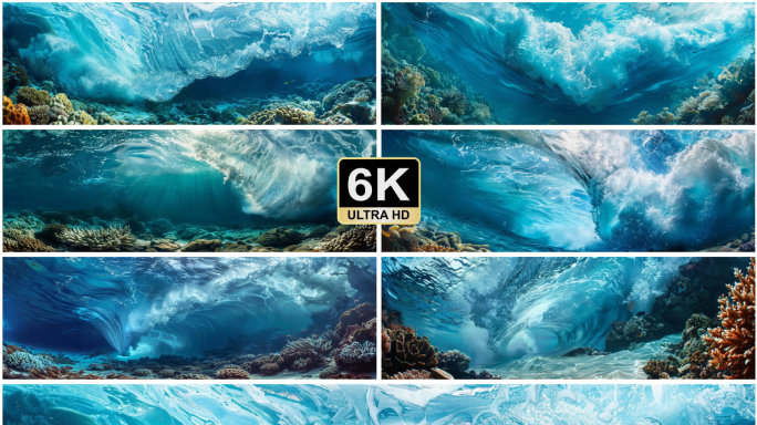 6K宽屏 舞台背景 唯美海底海浪