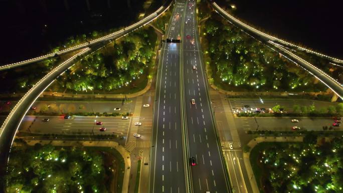 杭州萧山区市心北路立交桥高架桥夜景