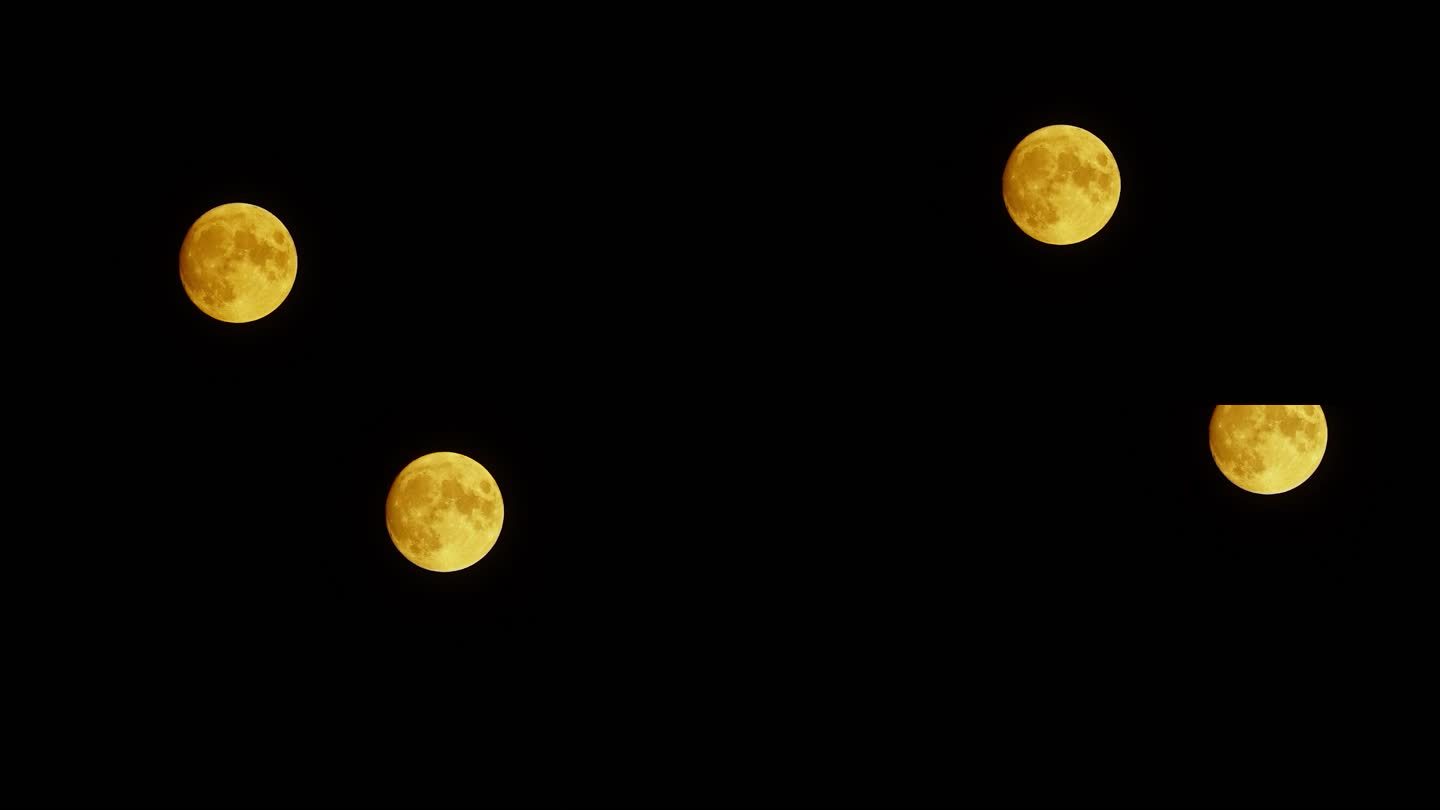 金色月亮升起延时真实拍摄十四的月亮