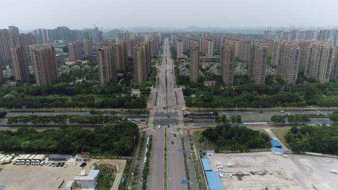 航拍徐州中心医院城市道路实景