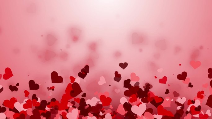 红色抽象爱情背景上的心。爱情浪漫的复制空间，用心灵传递信息。2月14日。情人节循环卡片，
