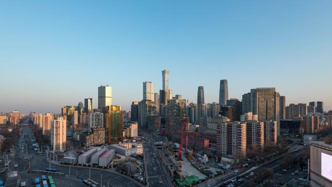 北京宣传片国贸CBD建筑群日转夜延时摄影