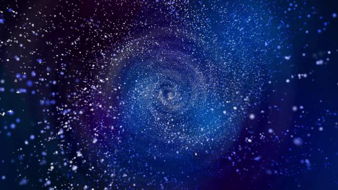 蓝色星云粒子旋转穿梭宇宙