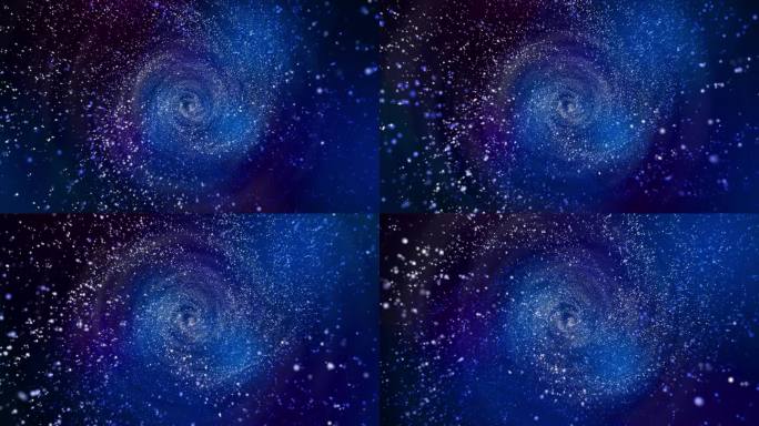 蓝色星云粒子旋转穿梭宇宙