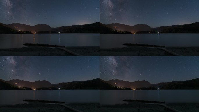 美国加州六月湖上的星夜。——间隔拍摄