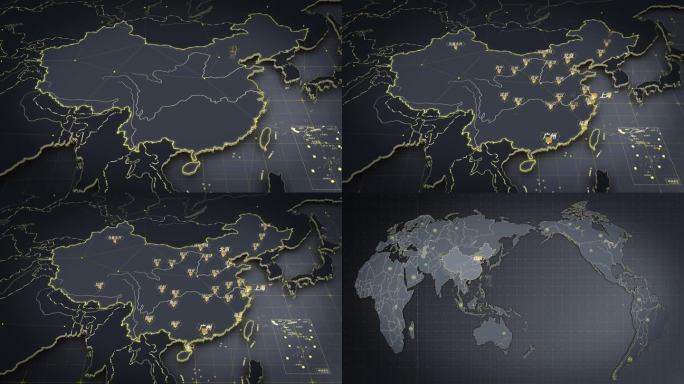 中国地图黑金色调模板
