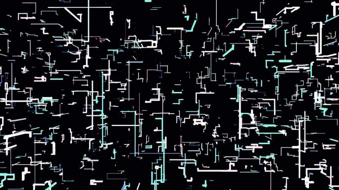 抽象创造迷宫与移动快速的轮廓在黑色背景。运动。随机移动条纹的数字迷宫