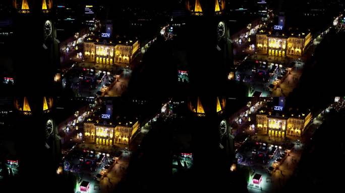 诺维萨德，塞尔维亚——2023年12月22日:美丽的诺维萨德城市广场，迎接新年的夜晚
