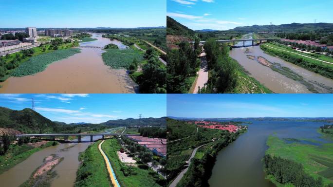 丰水期汛期山间大河河流河道带泥沙入水库