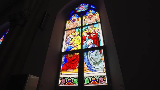 徐汇天主教堂 欧洲中世纪哥特式 彩绘玻璃