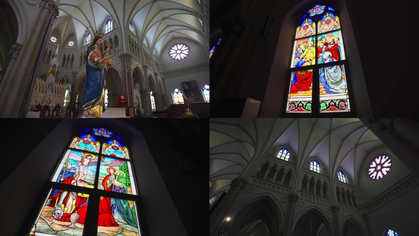 徐汇天主教堂 欧洲中世纪哥特式 彩绘玻璃