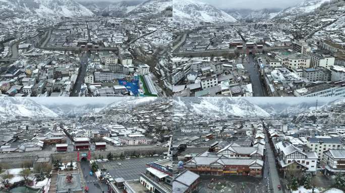 松潘古城雪景原始素材