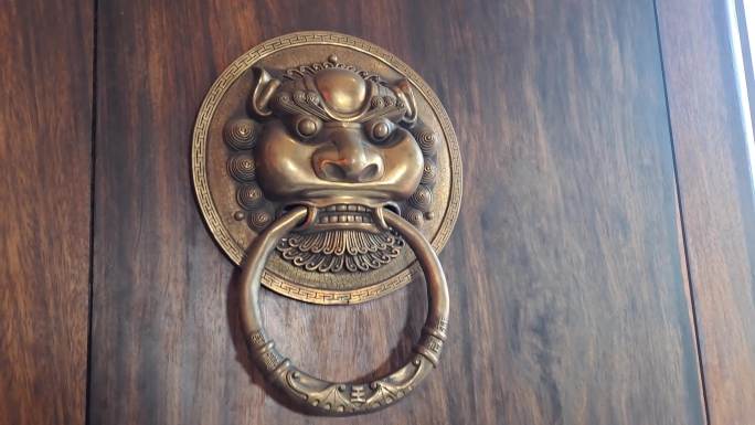 中国传统木门虎头铜环大门门环