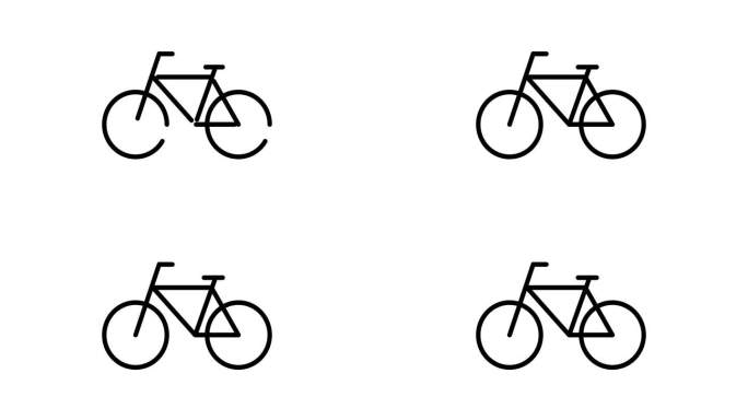 自行车动画轮廓图标与alpha通道。自行车4k视频动画的网页，移动和UI设计