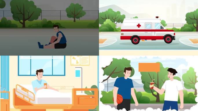 MG动画学生运动，MG角色对话，医院场景