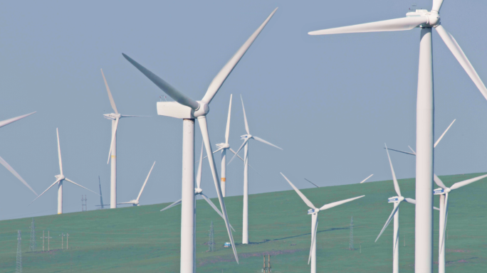 风力发电 草原风车 清洁能源新能源碳中和