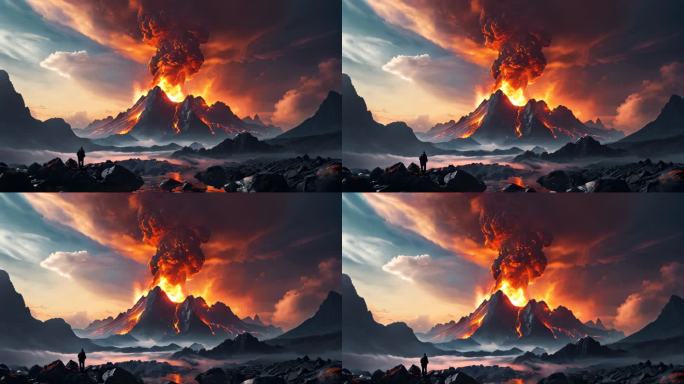 火山火山爆发火山喷发岩浆空间画卷动态壮观