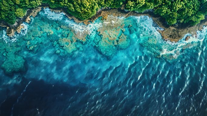 美丽海岸线海洋礁石浪花自热风景【合集】