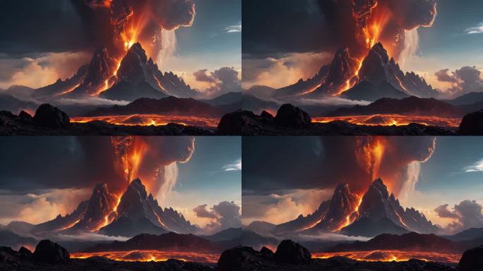 火山火山爆发火山喷发岩浆空间画卷动态