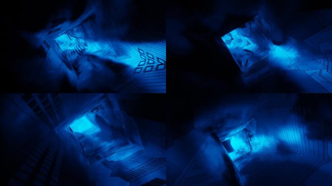 霓虹灯神秘之光的能量隧道。无缝循环动画