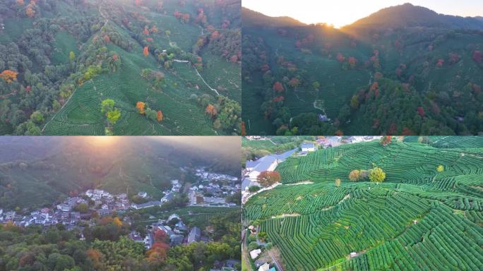 夕阳西下大山森林唯美航拍风景大自然风光杭