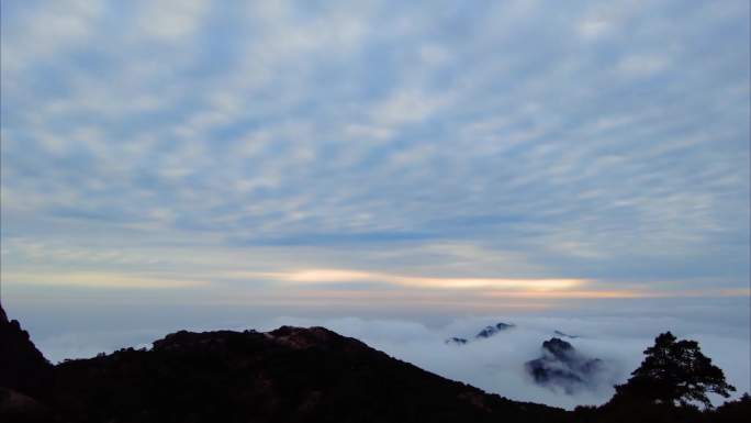 黄山风景区壮观山顶云海延时唯美风景视频素