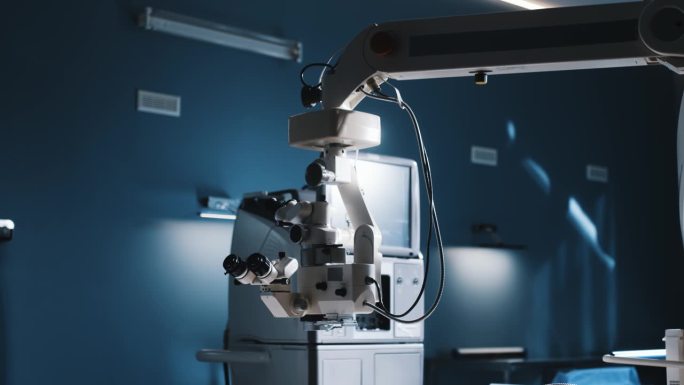 现代化眼科手术室内，配有现代化设备。新的眼科概念和现代视力矫正和治疗技术。