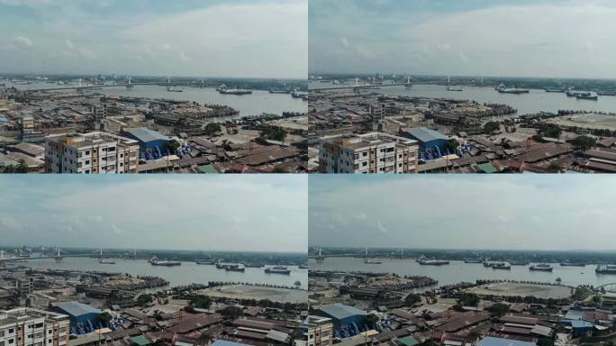 吉大港阳光明媚的美景。孟加拉国吉大港的俯视图
