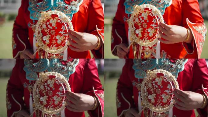 新娘中式扇子摆拍