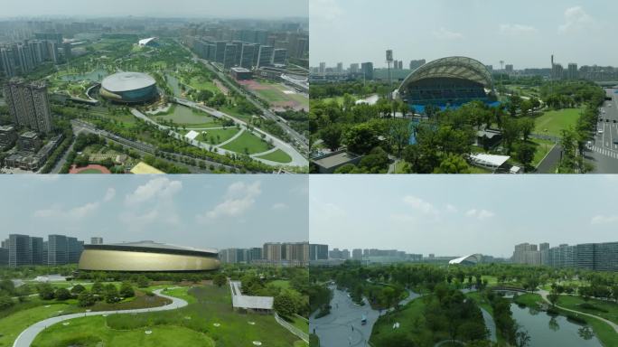 4K航拍杭州运河亚运公园