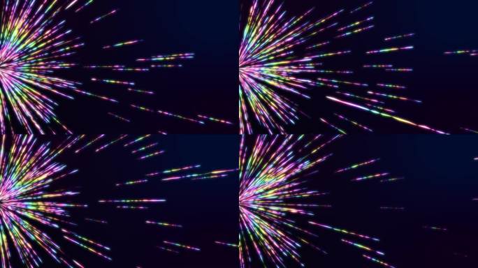 彩色粒子线条抽象彩虹放射