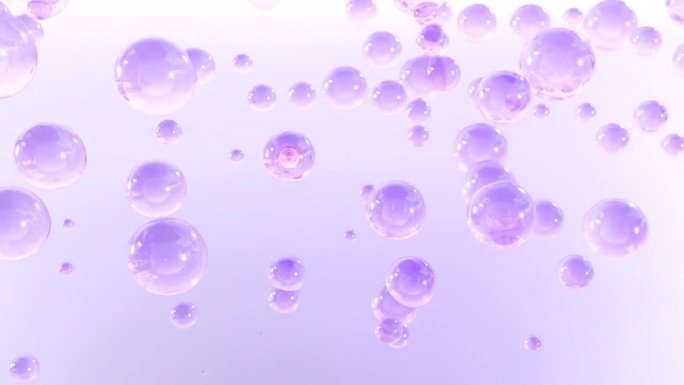 化妆品的3D动画，许多原子漂浮在水中。